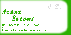 arpad boloni business card