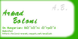 arpad boloni business card